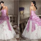 Strapless Prom Dress  Purple Taffeta White Organza Ruffled Peach Quinceanera Dress & Jacket