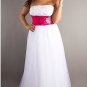 2012 Strapless White Organza Ruffled Beaded Evening Dress Plus size Party Dress