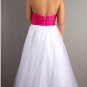 2012 Strapless White Organza Ruffled Beaded Evening Dress Plus size Party Dress