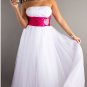 2012 Strapless White Organza Ruffled Beaded Evening Dress Plus size Party Dress