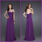 2012 Strapless Purple Chiffon Prom Dress with Hanmade Flowers Celebration Evening Dress