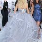 Strapless Prom Dress Silver Nude Colors Tulle Organza Quinceanera Dress A-line Ball Gown