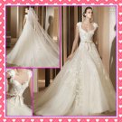 2012 New Ivory Tulle Lace Wedding Dress Cap Sleeves A-line Bridal Gown AGLAY PV292