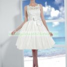 2012 Free Shipping Double Straps White Taffeta Lace Ruffled Short Wedding Dress S104