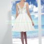 2012 Free Shipping Double Straps White Taffeta Lace Ruffled Short Wedding Dress S104