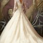 2012 Long Sleeves  White Organza Lace Ruffled Applique Beaded A-line Wedding Dress Bridal Dress1851