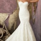 2012 Strapless White Lace Ruffled Applique Buttons Mermaid Wedding Dress Bridal Dress 1862