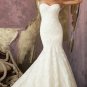 2012 Strapless White Lace Ruffled Applique Buttons Mermaid Wedding Dress Bridal Dress 1862