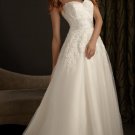 2012 Strapless White Organza Venice Lace Ruffled Beaded A-line Wedding Dress Bridal Dress 2416