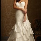 2012 Strapless White Taffeta Ruffled Applique Beaded Wedding Dress Bridal Dress 2451