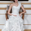 2012 One Shoulder White Organza Ruffled Petals Mermaid Wedding Dress Bridal Dress 6915