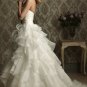 2012 Strapless White Organza Casading Ruffled Beaded A-line Wedding Dress Bridal Dress 8862