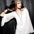 Long Sleeves White Chiffon Ankle Length  Simple Wedding Dress Evening Dress