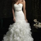 2012 Strapless White Organza Applqiue Beaded Casading Ruffle Bridal Gown Wedding Dress 8966