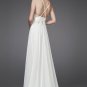 2012 Double Spaghetti White Chiffon Applique Beaded Bridal Gown Evening Dress 15036