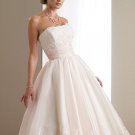 2012 Strapless white Organza Lace Applqiue Beaded tea length short wedding dress 112108