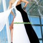 One Shoulder White Black Chiffon Flowers Ruffled Beaded Prom Dress Party Dress A03