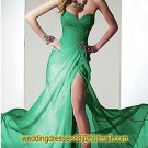 Strapless Black Red Green Chiffon Ruffled Beaded Evening Dress Party Dress C