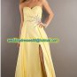 Strapless Yellow Blue Chiffon Ruffled Beaded Evening Dress Party Dress Prom Dress J