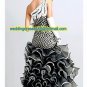 2012 One Shoulder Black White Organza Ruffled Beaded Evening Dress Party Dress Prom Dress X