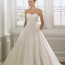 2012 Strapless White Organza Lace Applique Beaded Flower A-line Wedding Dress 1612
