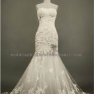 2012 New Style Strapless White Ivory Lace Applique Beaded Mermaid Bridal Gown wedding dress CS3