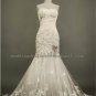 2012 New Style Strapless White Ivory Lace Applique Beaded Mermaid Bridal Gown wedding dress CS3