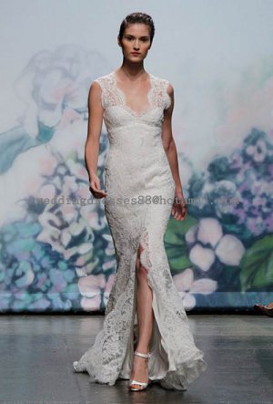 2012 New Style Double Straps White Ivory Lace Applique Bridal Gown wedding dress CS7