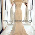2012 New Style Strapless White Ivory Lace Applique Beaded Bridal Gown wedding dress CS9