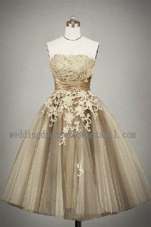 2012 New Style Strapless White Ivory Champagne Tulle Venice Lace Applique wedding dress CS12