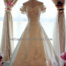 2012 New Style Short Sleeves White Ivory Satin Lace Applique Beaded Bridal Gown wedding dress CS18