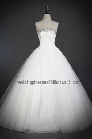 2012 New Style Strapless White Ivory Tulle Pleat Beaded Bridal Gown wedding dress CS20