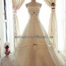 2012 New Style Strapless White Ivory Satin Applique Beaded Bowknot Bridal Gown wedding dress CS25