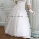 2012 Strapless white Tulle Lace Applique Beaded Short wedding dress Bridal Gown Jacket