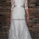 2012 New Style 3/4 Sleeves White Ivory Organza Applique Beaded  Bridal Gown wedding dress 12