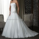 2012 New Style Strapless White Ivory Chiffon Pleat Applique Beaded  Bridal Gown wedding dress 306
