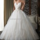 2012 Double Spaghetti White Ivory Tulle Pleat Applique Beaded  Bridal Gown wedding dress 308