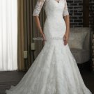 2012 New Style 3/4 Sleeves White Ivory  Lace Mermaid Bridal Gown wedding dress 315
