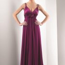 2012 Hot Sale Double Straps Purple Chiffon Pleat Flowers Bridesmaid Dress Evening Dress