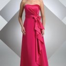 2012 Hot Sale Strapless Red Satin Pleat Bridesmaid Dress Evening Dress