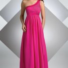 2012 Hot Sale One Shoulder Red Chiffon Pleat Empire Bridesmaid Dress Evening Dress