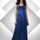 2012 Hot Sale Strapless Blue Stretch Satin Pleat Empire Bridesmaid Dress Evening Dress