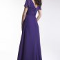 2012 Hot Sale Short Sleeves Purple Chiffon Pleat Bridesmaid Dress Evening Dress