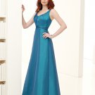 2013 Hot Sale Double Straps Blue Satin Taffeta Pleat Bridesmaid Dress Evening Dress Party Dress
