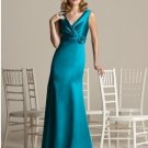 2013 Strapless Double Straps Blue Green Satin Pleat Bridesmaid Dress Evening Dress Party Dress