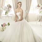 2013 Hot Sale White Ivory Tulle Alencon Lace Pleat Aplique Beaded Bridal Gown wedding dress
