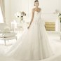 2013 Double Spaghetti White Ivory Tulle Hand Flowers Lace Applique Beaded wedding dress with Jacket