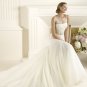 2013 Double Straps White Ivory Tuller Pleat Applique Beaded Mermaid Wedding dress Bridal Gown