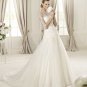 2013 3/4 Sleeves White Ivory Tulle Pleat Alencon Lace Applique Beaded Bridal Gown wedding dress