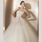 2013 Hot Sale Strapless White Ivory Tulle Pleat Hand Flowers Beaded Bridal Gown wedding dress